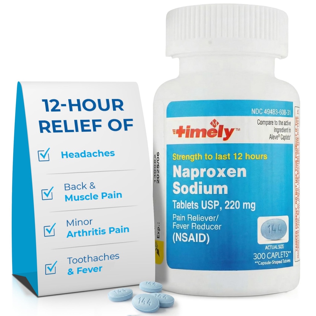 TIME- CAP LABS, INC. Timete Naproxen Sodium 220mg - NsaID Pain Reliever for Headache, Tooth Ache, Minor Arthritis Relief, Backache, Fever - Lart 12 Jam - 300 Count