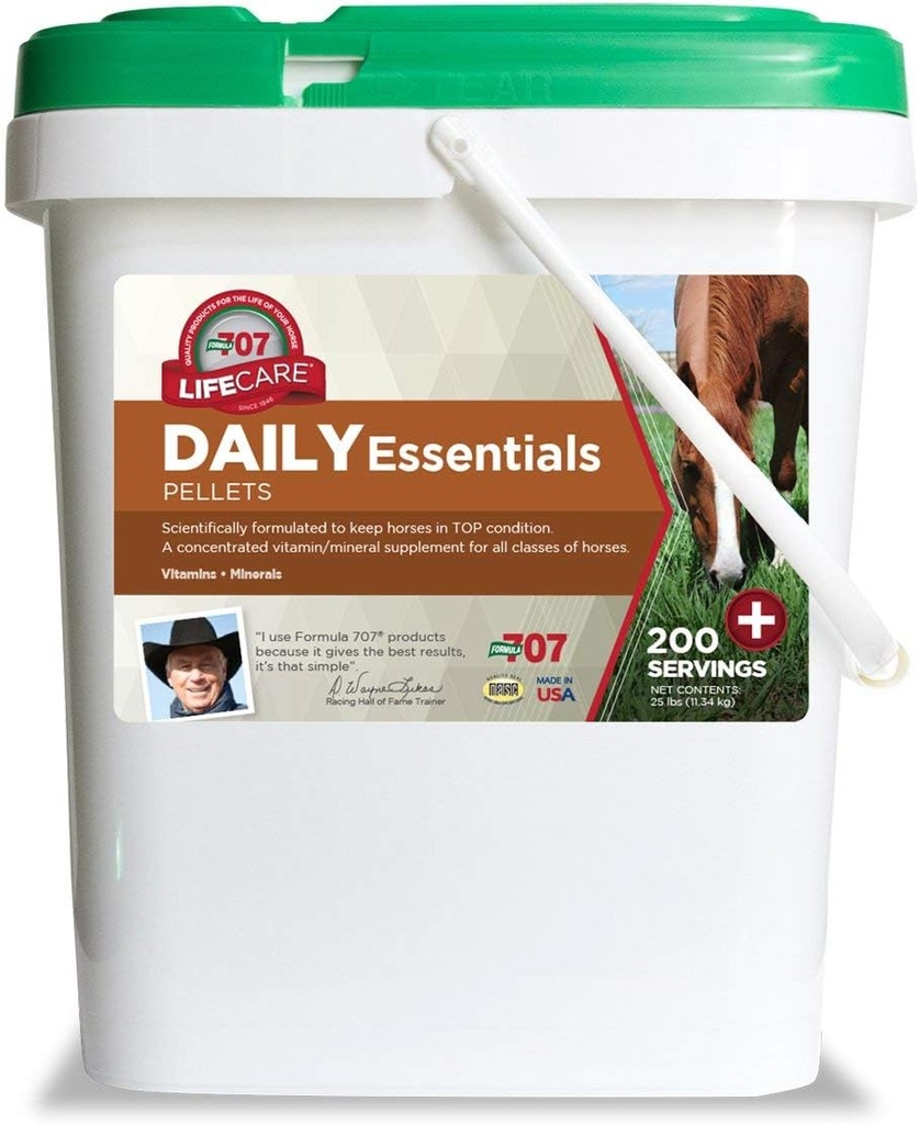 Formula 707 Daily Esenitials Equine Suplemen, 25lb Bucket - Lengkap Vitamin dan Mineral untuk Kesehatan dan Kondisi Superior dalam Kuda