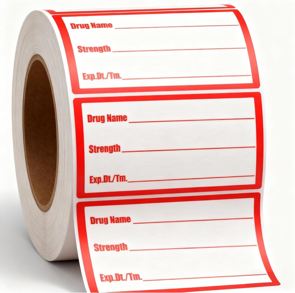500Pcs Nama Narkoba Label Stickers Stiker Kekuatan Stik 1x2 Inch-Veterinary Instruksi Label Pengingat Label