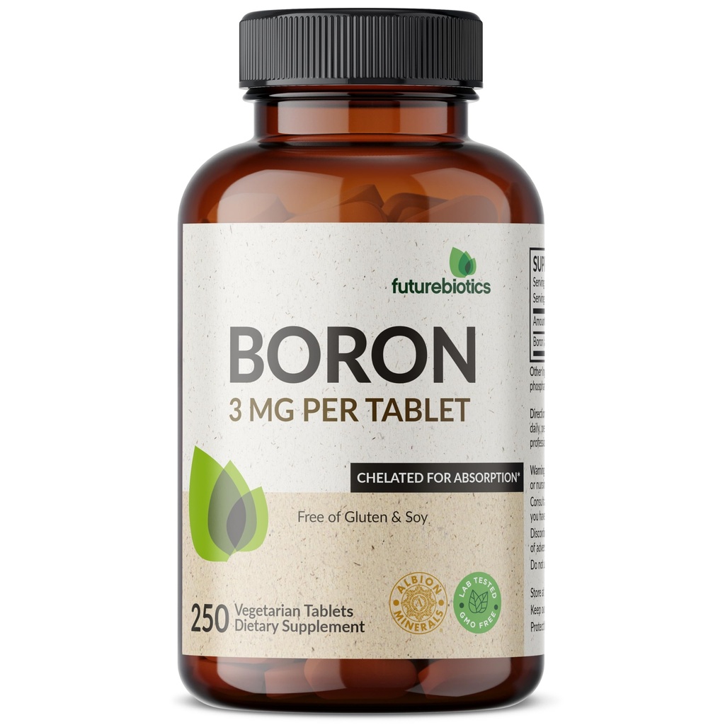 Futuregrance Boron 3mg, Vegetarian, Non- GMO, Cheriated for Absorpsi, 250 tablet