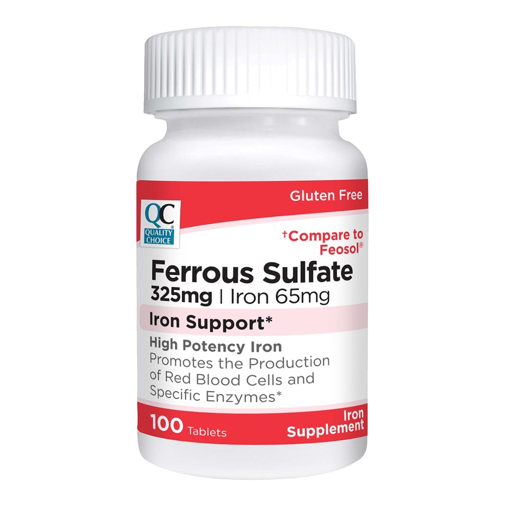 Kualitas Pilihan Besi 65 mg (325 mg Sulfate) Tinggi Potency Besi Tambahan Tablet dalam 100 Count Bottles