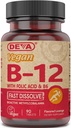 Deva Vegan Vitamin B12 Quast Dissolve Suplement - Once- Perday Complex with 1000 Mcg Methylcobalamin B12, Acid Folic, B6 - Lemon Flavor - 90 Dissoltable Tablets,
