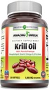 Amazing Omega Krill Oil dengan Omega 3s EPA, DHA, Phospholipids dan Astaxanthin 1000 Mg per Serving 120 softgels Suplemen 12.4; Non-GMO 124; Gluten Bebas