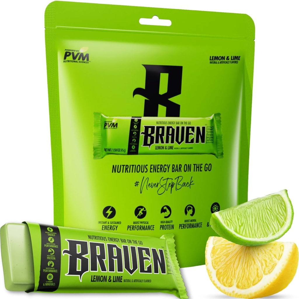 Braven Bar Lemon Lime Energy Bars (1.59 oz, Paket 10)