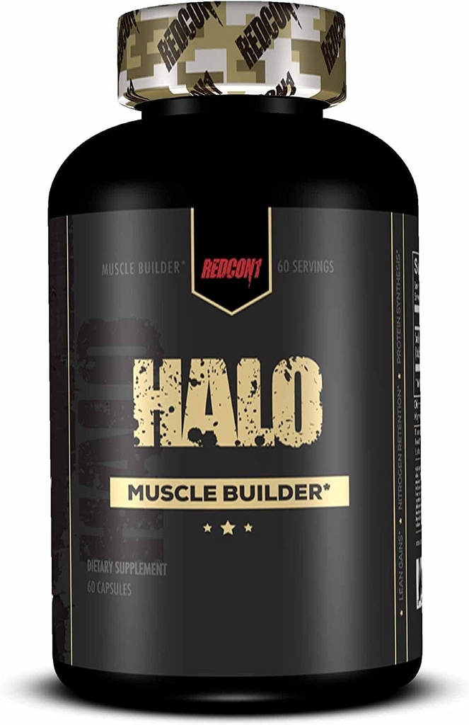 REDCON1 Halo Muscle Builder Supplement - Gluten Free + Keto Friendly untuk Dukung Muscle Mass Growth - Berisi Ekstrak Root Smilax Cina untuk Meningkatkan Retensi Nitrogen (60 Capsules)