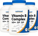 Nutricost High Potency Vitamin B Complex 462mg, 240 Capsules (3 Botol) - dengan Vitamin C