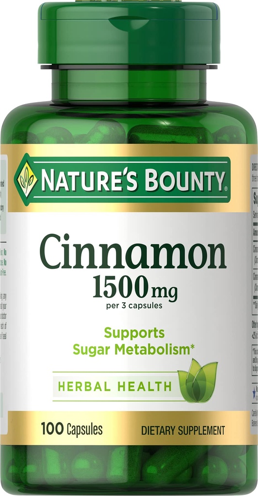 Nature 's Bounty Cinsules Kapsul, Suplemen Herbal, Support Sugar Metabolisme, 1500 mg, 100 Kapsul