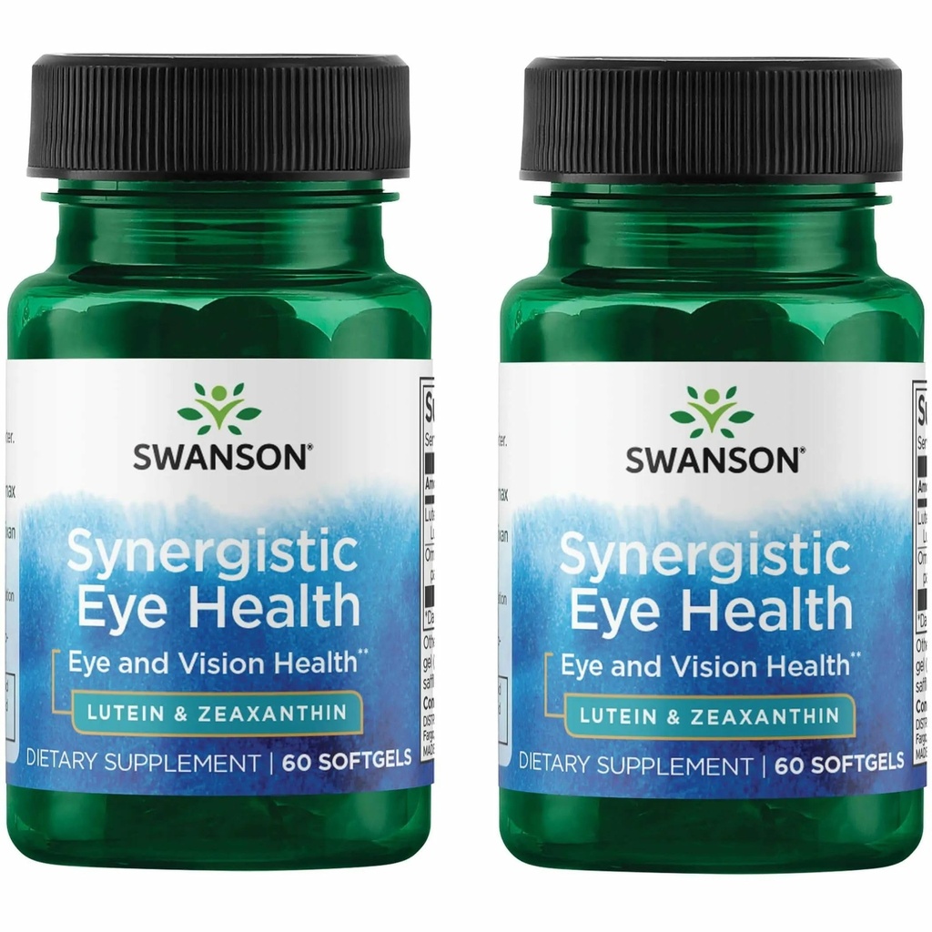 Swanson Lutein & Alanxanthin Synergistic Eye Vision Retina Makula Tambahan (Lutein 20 mg & OmniXan Esxanthin 2 mg) 60 Softgels Sgels (2 Pack)