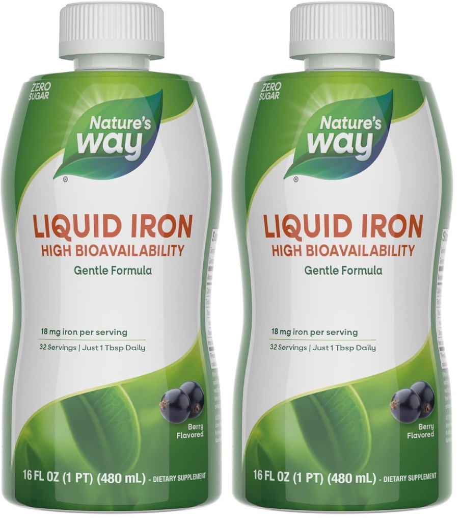 Nature 's Way Cair Iron, Menyediakan nilai harian dari Iron, Sugar Free, Berry Flavored, 16 Fl.