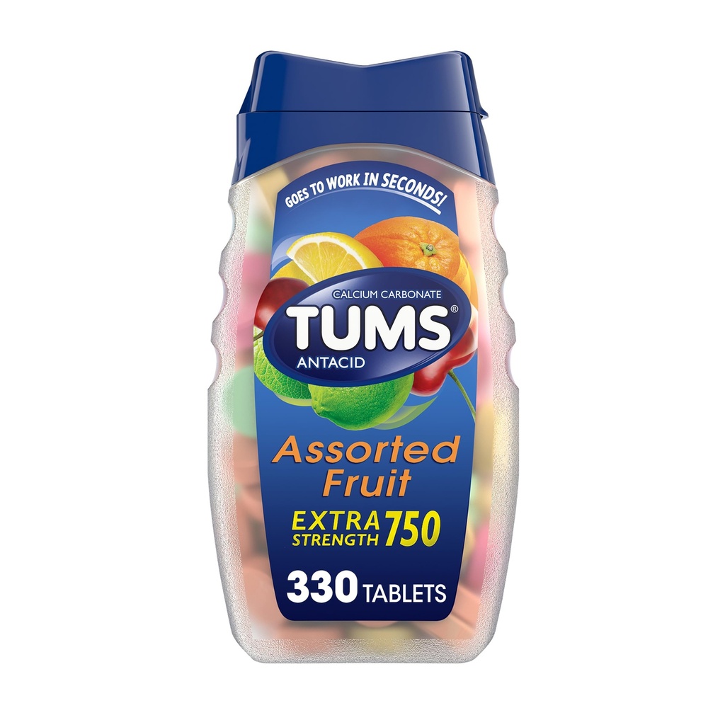 TuMS Chelable Antax Tablet untuk Bantuan Heartburn Ekstra, Great for a Summer BBQ - Assored Fruit Flavors - 330 Count