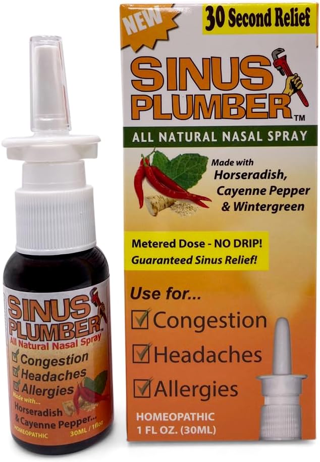 Sinus Plumber Pepper Nasal Spray, Alergi dan Bantuan Sinus, kemacetan, Sakit kepala, 1 fl oz