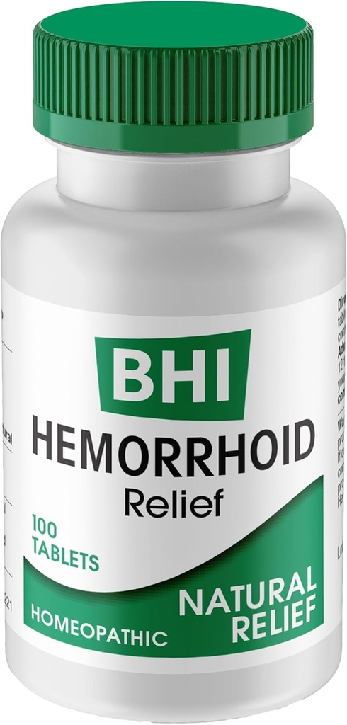 BHI Natural Heembehoid Relief Soothes Burning, Sweelling, Itching, Rectal Pain & Discovery 8 Maximum Kekuatan Ingredices Aktif Dari Dalam untuk Perempuan & Pria - 100 Tablet
