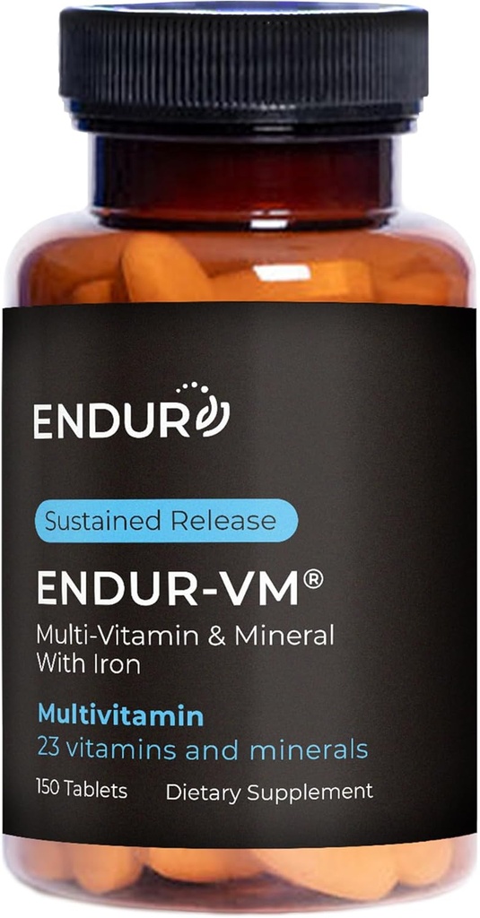 Endur- VM Multivitamin & Mineral (dengan Besi), Daily Multivitamin dengan Mineral Vitamin B, Vitamin D & Folic Acid, Gluten Free, 150 Tablet