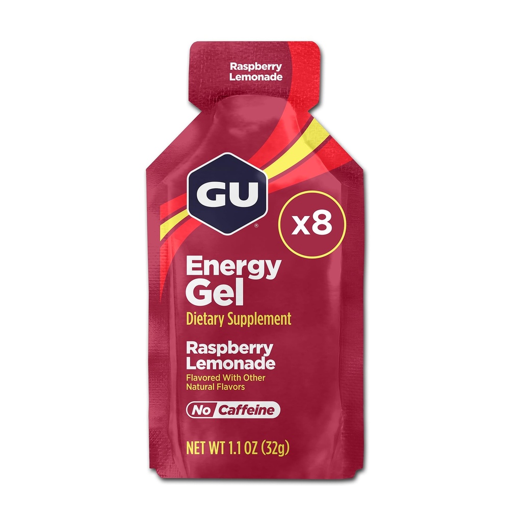 GU Energy asli Gel Tenaga Nuktasi Olahraga, 8-Count, Vegan, Gluten- Free-Kosher, dan Dairy- Free On- TheGo Energy untuk Setiap Kerja, Raspberry Lemonade
