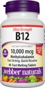 Webber Vitamin B12 10.000 mcg, Ultra Kekuatan, 40 Count, Dissolve Tablet Cepat, Tambahan Vitamin untuk Energi Metabolisme, Imune dan Heart Health, Vegan Formula