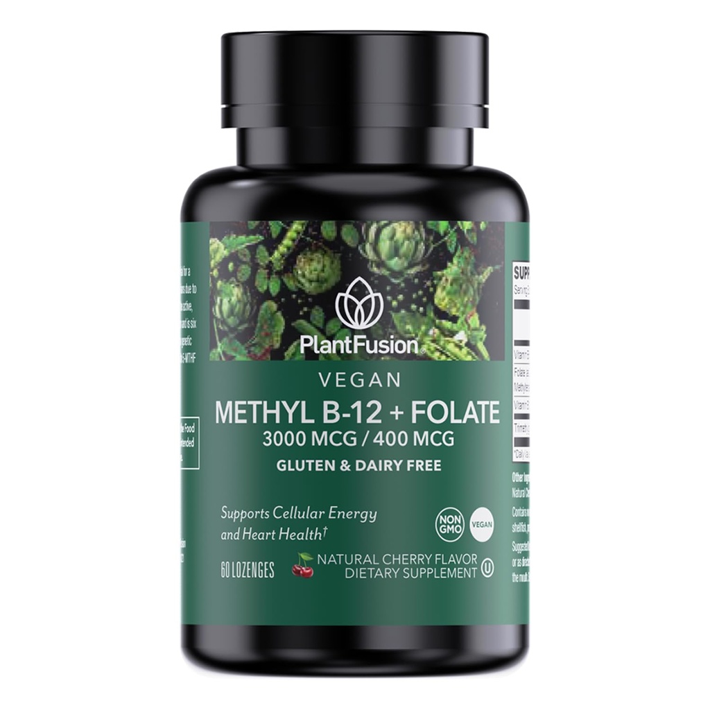 Metholated PlantFusion (5- MTHF) 400mcg, B6 & TMG - Cherry- Flavored Lozenges - 60 Count