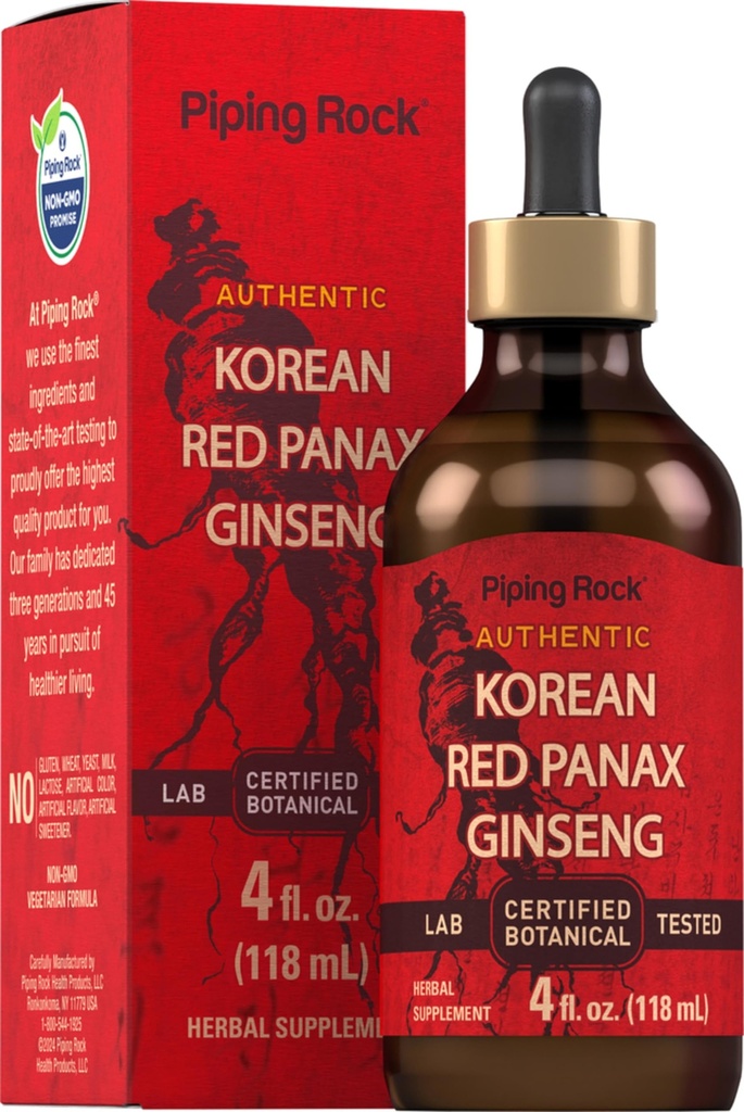 Piping Rock Red Ginseng Cair Extract 124; 4 Fl Oz 124; Ekstraksi Root Panax 124; Tackle Bebas Alkohol 124; Vegetarian, Non-GMO, Gluten Free Supplemen