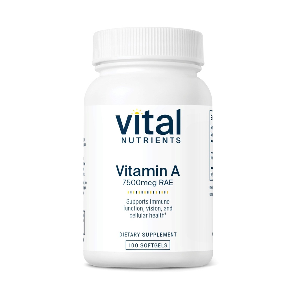 Visi Nutrients A 7500mcg RAE 124; Vitamin A Suplemen Ammune, Vision, Skin, dan Cellular Kesehatan 124; Gluten, Dairy, Soy Free 124; Non-GMO 124; 100 Capsules