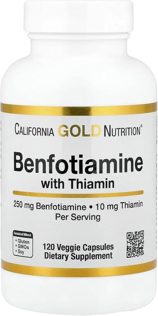 California Gold Nutrition Benfotiamine dengan Thiamine, 250 mg, 120 Veggie Capsules