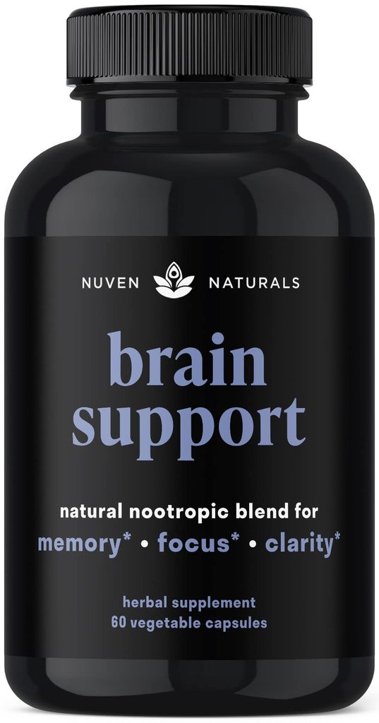 Tambahan Dukungan Otak - Natural Memory and Focus Supplement with Lion Mane, Ginkgo Biloba, Basopa Monnieri & Ashwagandha Root - Natural Nootropics & Brain Booster 124; 60 Kapsul