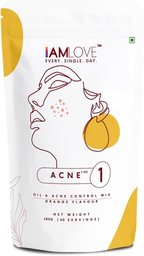 I AM LOVE Acne Negative Supplement Powder - 180g For Men And Women Aver4; Reduce Excection Oil, Mild to Moderate Acne Pimpple & Open Pares; Plants 124;