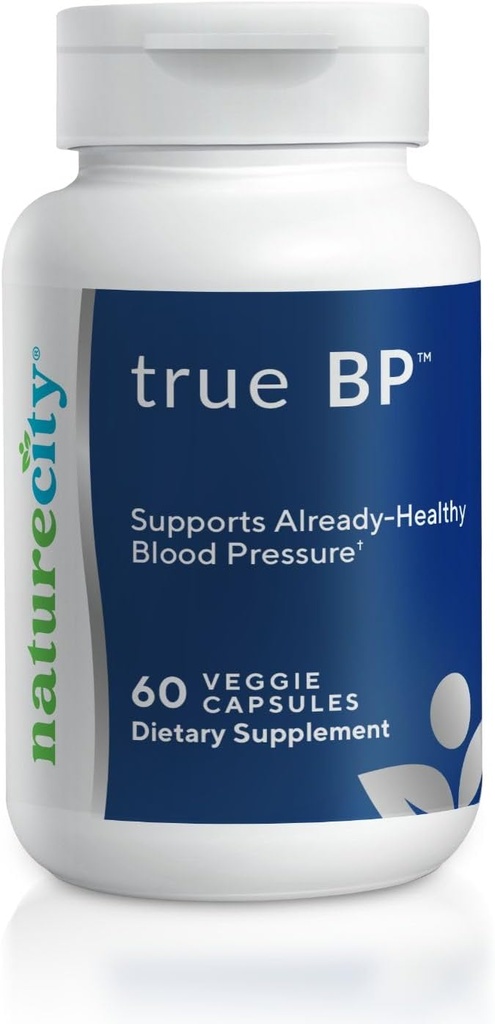 NaturreCity TrueBP 124; Suplemen untuk Mendukung Blood Flow for Heart Health 124; Megaturnial- BP 80mg 16% Oleuropein (60 Veggie Capsules) Non-GMO, Gluten Free