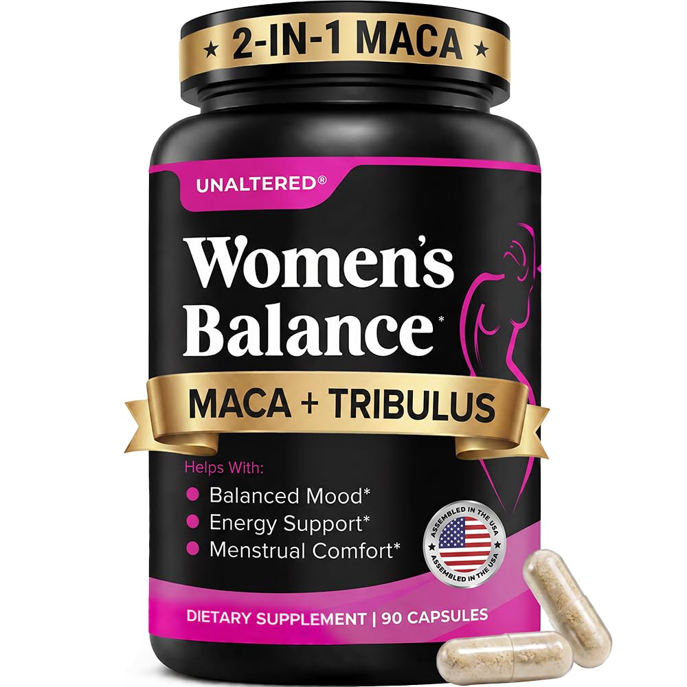 UNALTERED Hormone Balance & Mood Dukungan Perempuan - Pasokan Otomatis Keseimbangan Hormonal & Energi dengan Tribulus Terrestris & Red Maca Root Extract - Tambahan Diet - 90 Vegan Capsules