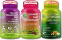 Wanita Multivitamin, Calcium & Lipomal Glutathione Trio - Plant - berbasis Kalsium, Magnesium, Zinc, D3, K2 & Turmeric + Women Daily Multivitamin dengan Gluponial Besi + Lipomal