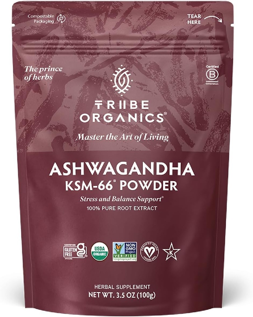 Root Extract Powder Ayurvedic Herb untuk Mood Support 124; Meningkatkan Energi 124; Kekuatan - Organik 124; Gluten Bebas 124; Non GMO 124; Full Spectrum - 100g Pouch