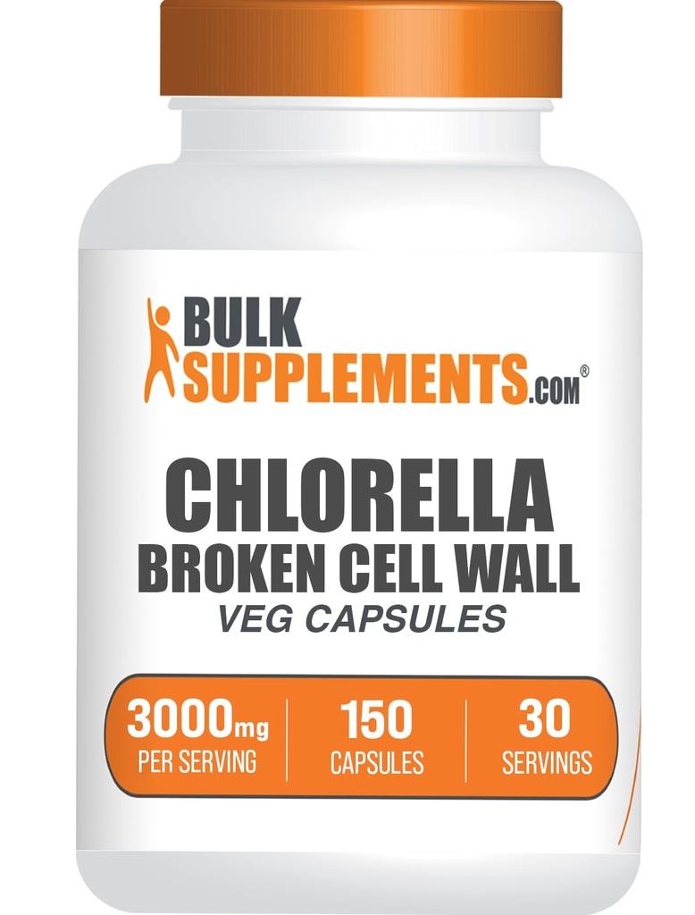 BulkSuplements.com Chlorella Capsules - Broken Cell Wall, Chlorella Suplement - Superfood Suplement, Vegan & Gluten Bebas, 5 Kapsul per Serving, 150 Count (Paket 1)