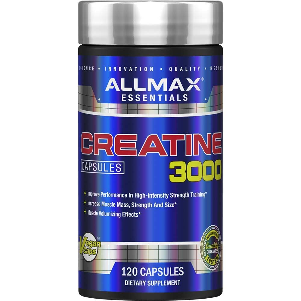 Nuklir ALLMAX - Creatine Monohydrate, Micronized Creatine Powder for Strength and Muscle Recovery, Gluten Free & Fast Absorbing, 120 Kapsul