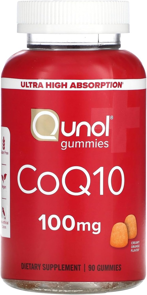 Quhol CoQ10 Gummies, CoQ10 100mg, Suplemen Gummy Delicious, Koenzim Q10 Membantu Dukungan Kesehatan Jantung, Vegan, Gluten Bebas, Tinggi Ultra Absorpsi - 90 Count