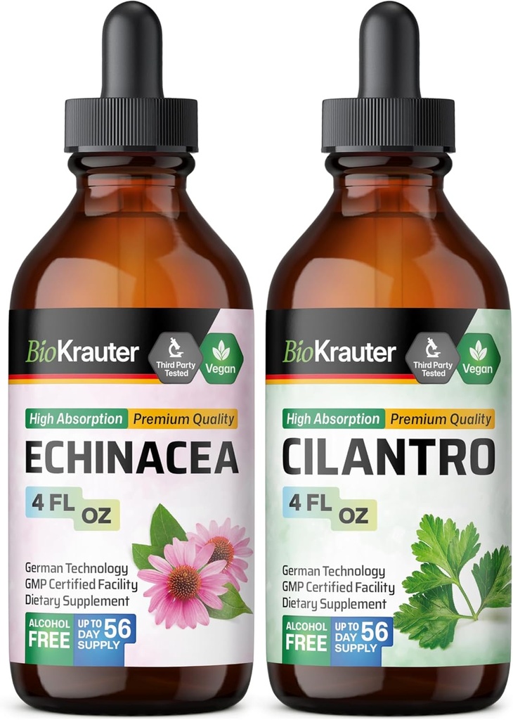 BIO KRAUTER Echinacea Ticture 4 Fl Oz. & Cilantro Tincture 4 Fl.