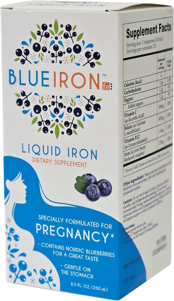 Pregnancy Liquid Mineral Suplemen, Besi, Dibuat dengan Nordic Blueberry dari Finlandia untuk Rasa Besar, Penuh antioksidan Benexidants, 8.5 fli oz