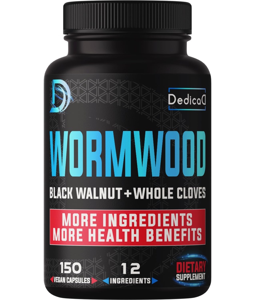Premium Wormwood Extract Capsules - 5 Month Supply for Imune - 12 Herbs dicampur dengan Black Walnut Leaves, Ginger, Turmeric & More - 150 Counts