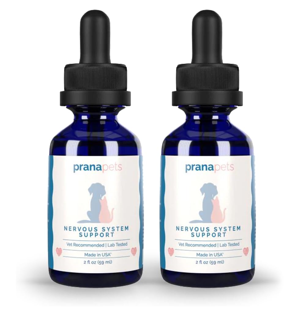 Dukungan Sistem Gugup PranaPets untuk Anjing dan Kucing 124; Herbal Formula Aids Aman dalam Pengurangan Nervousness, Movement Muscle Insoersif 124; Membantu Dukung Sistem Otak & Gugup - 2 Pack