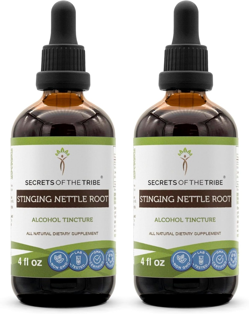 Rahasia Tribe Stinging Root Tainture Alkohol, Tinggi Potency Herbal Drops, Tarture Dibuat dari Stinging Nettle Urtica Dioica Repiratory and Urinary System Health 2x4 oz