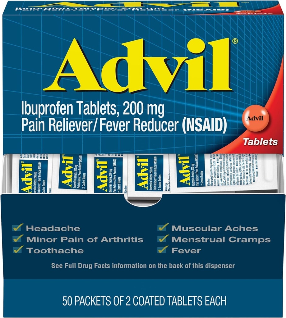 Advil Ibuprofen, 200mg (50 Paket dari 2 tablet berlapis) 50 ea (Paket 3)