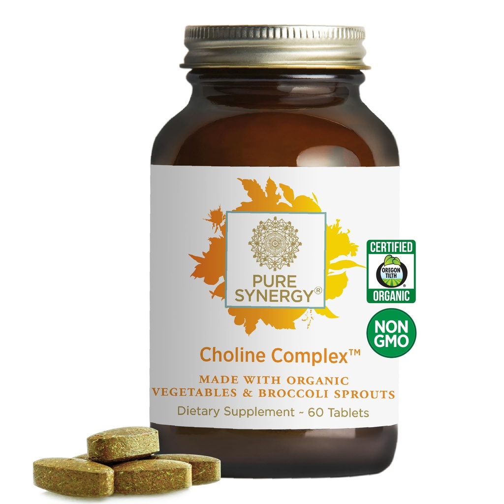 Kompleks SYNERGY Choline adalah 124; Vegan Choline Made with Organic Whole Foods 124; Non-GMO Bioavailable Complex 124; for Pregnancy, Brain, and Liver Health (60 Tablets)