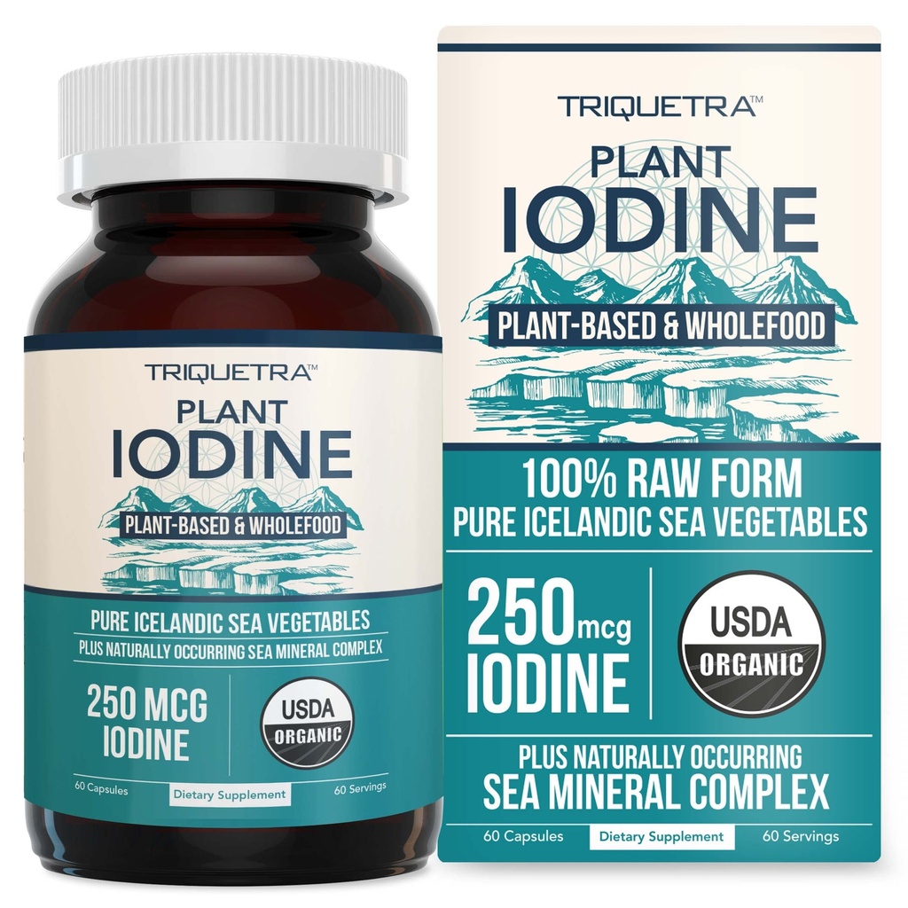 Suplemen Idetin Organik dari Kompleks Laut Sayuran, Food & Raw Seluruh - Idein Plus Trace Kompleks Mineral - Berisi Kurung Laut Kelp Islandia, Irlandia Moss & Bladderwrack (250 mcg)