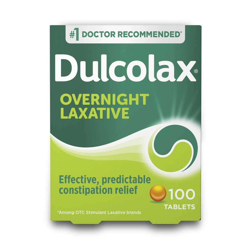 Dulcolax Stimulant Laxative Tablet, Predictable & Effective Constipation Relief, Relieves Straining & Bloating, Bisaceyl 5 mg, 100 Count