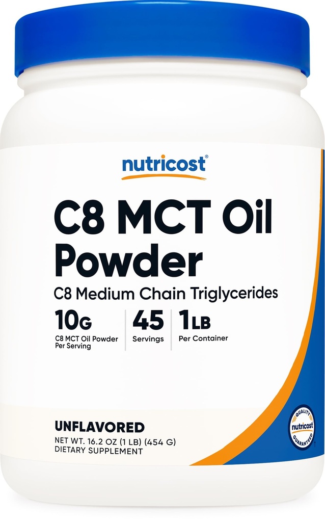 Nutricost C8 MCT Powder 1LB (16.2oz) - 95% C8 MCT Oil Powder