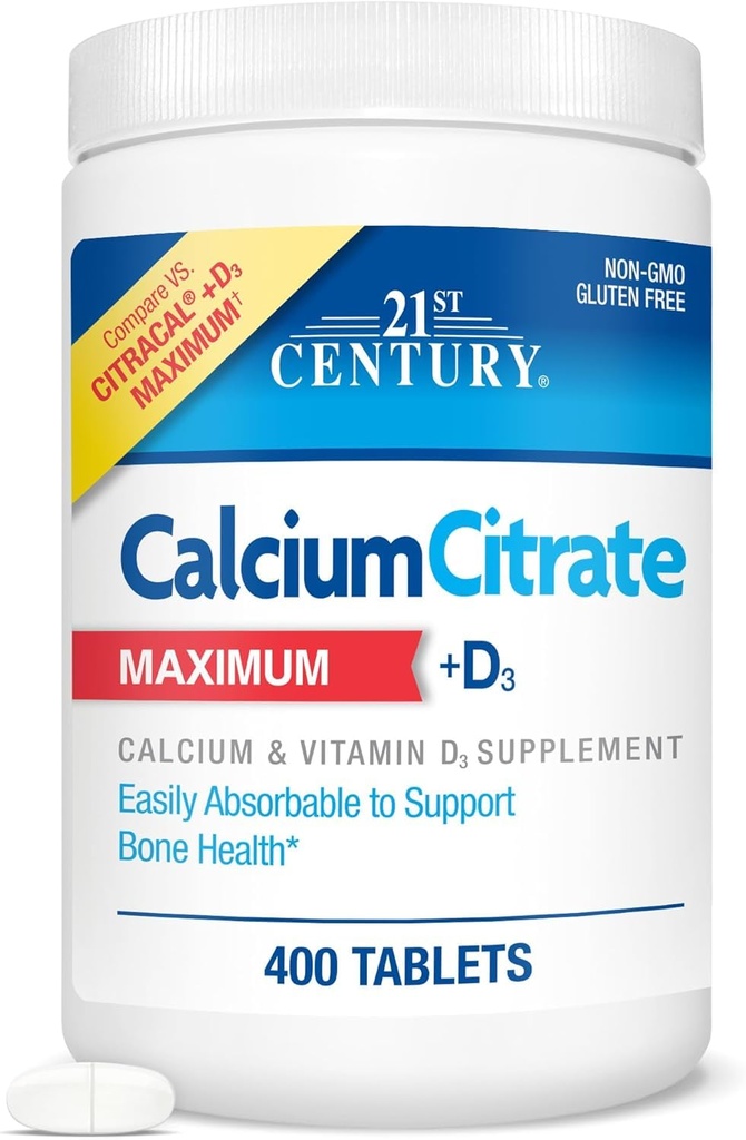 Abad ke-21 Kalsium Citrat + D3, 400 Tablet Per Botol (2 Paket)