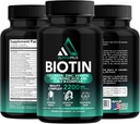 Biotin dan Collagen Suplemen dengan Keratin - Biotin 5000mcg Capsules untuk Pembangunan Rambut, Skin & Nails Sehat - Optimined Blend dari Acid Hyalanic & Vitamin- B Kompleks untuk Perempuan & Pria, 90 Capsules