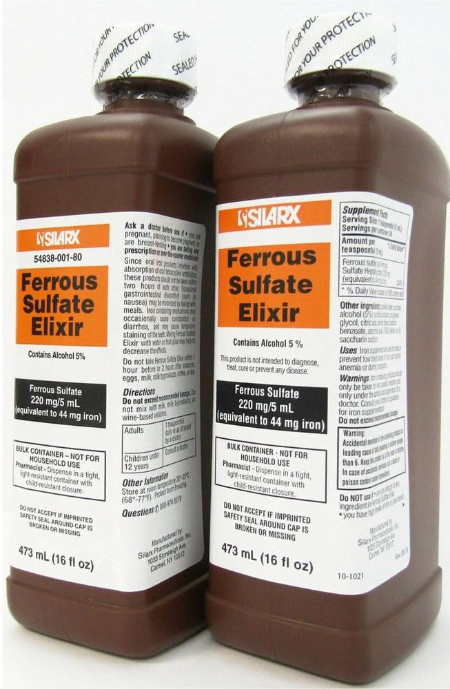 Sulfate Elixir 220mg / 5mL 16oz Bottle - 4 Pack