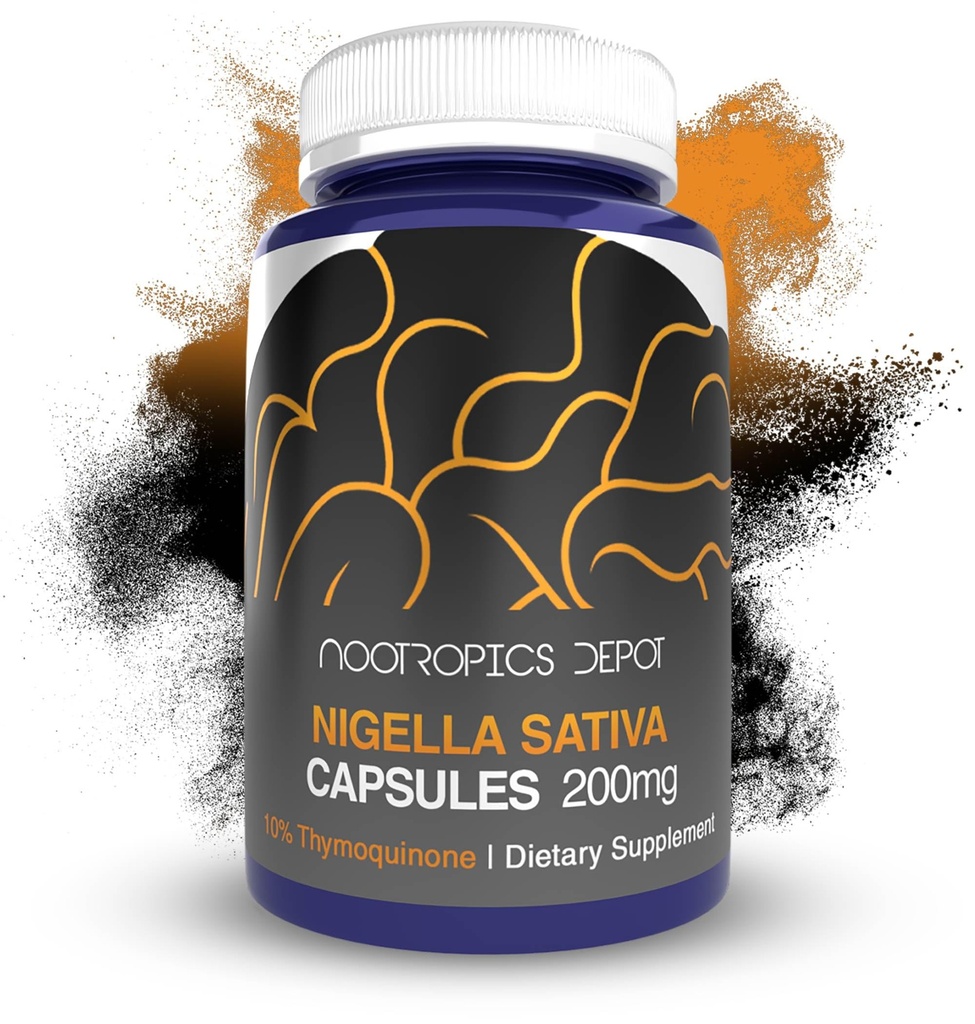 Nootropics Depot Nigella Sativa Ekstrak Capsules 124; 200mg 124; 60 Count 124; Minimal 10% Thymoquinone Content 124; Black Seed Oil Extract 124; Mempersiapkan Kesehatan Otak, Memori, Kesehatan Hati, dan Fungsi Imune