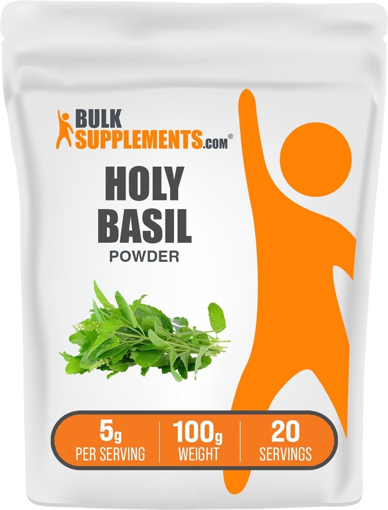 BulkSuplements.com Holy Basil Powder - Holy Basil Suplement, Holy Basil Powder - Tulsi Holy Basil, Herbal & Gluten Free, 5g per Serving, 100g (3.5 oz) (Paket 1)