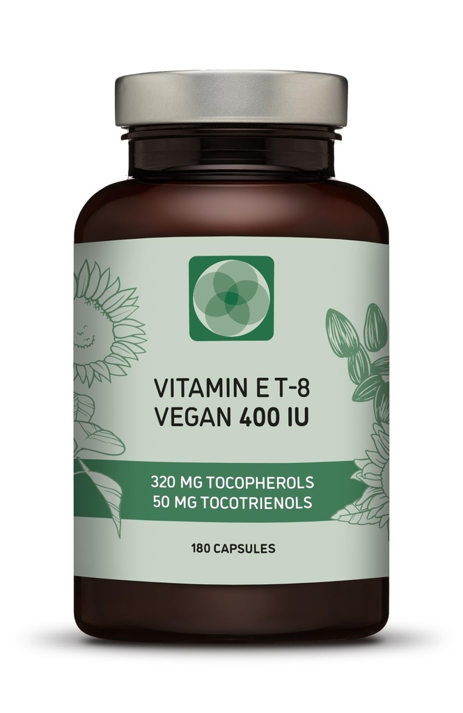 Vitamin E - All 8 Tocotherol + Tocotrienol 400 IU Vegan - Alpha Tocosherol / Tocotherol + Beta Tocotrienol / Tocotrienol + Gamma Tocotherol / Tocotrienol + Delta Tocosherol / Tocotrienol (180)