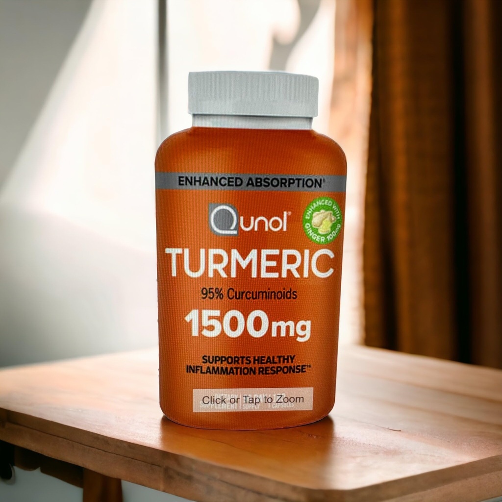 Turmeric Curcumin dengan Black Pepper dan Ginger, Quinol 1500mg Turmeric Extract dengan 95% Curcuminoids, Enhanced Absorpsi, Supports Heally Inflammation Respon, 180 Vegetarian Capsules