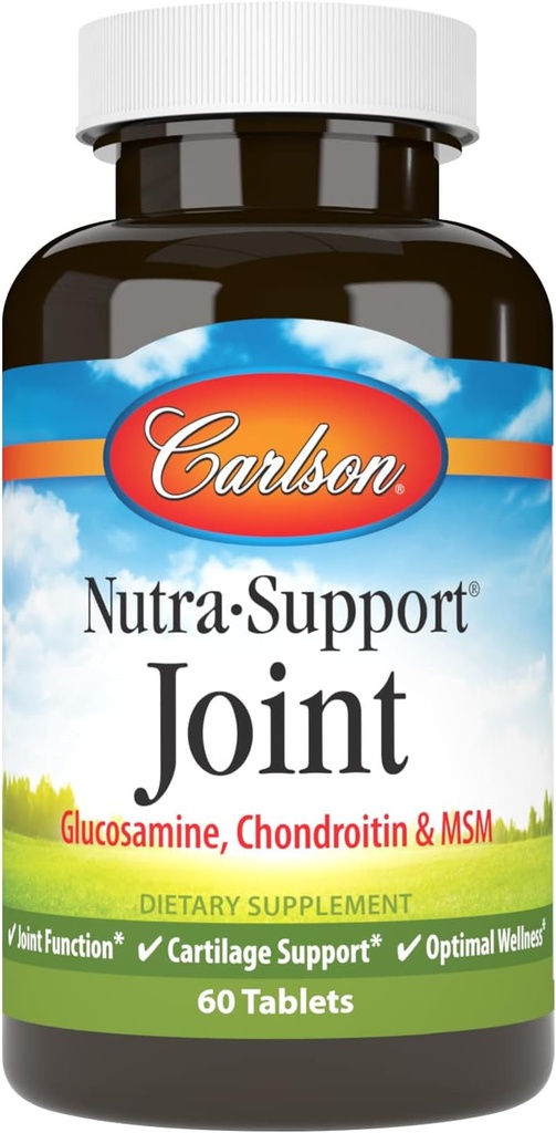 Carlson - Nutra- Dukung Gabungan, Glucosamin Chondroitin & MSM, Fungsi Gabungan, Dukungan Kartilage & Optimal Wellness, 60 tablet